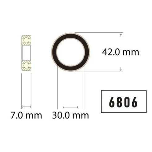 Sealed Bearing 6806, 2RS, 2/bag