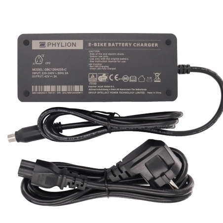 BATAVUS Battery charger E-motion Smart Battery Charger 42V 2A 3-pin for E-bike. Phylion GBC126A03S-C 41124086