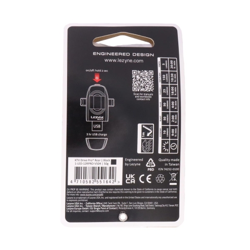 Lezyne 150lm Rear LED Light 1-LED-12RPRO-V504 KTV Drive Pro+