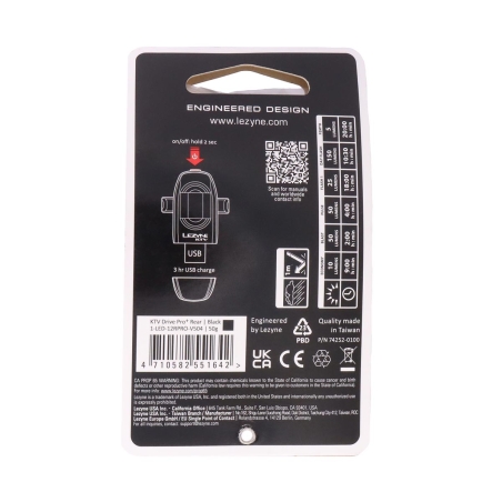 Lezyne 150lm Rear LED Light 1-LED-12RPRO-V504 KTV Drive Pro+