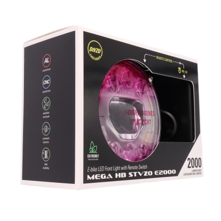 Front E-bike LED Light Mega HB StVZO E2000 Lezyne 1-LED-EMGHB-V138G