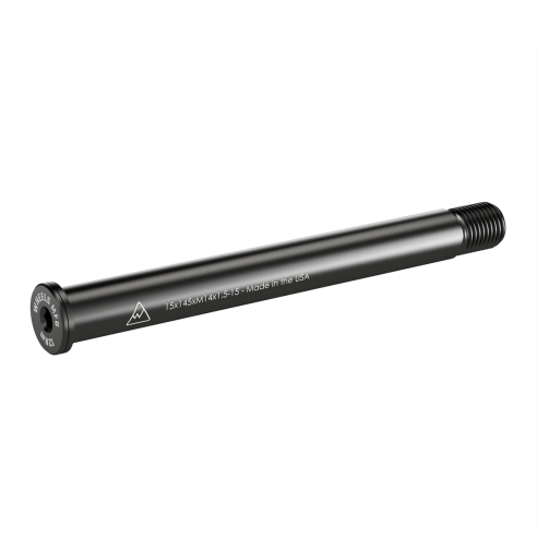 Front Thru Axle 15 mm x 145 Length x M14x1.5 mm Thread Pitch - Flat Washer Wheels mfg FTA-15-145-1.5