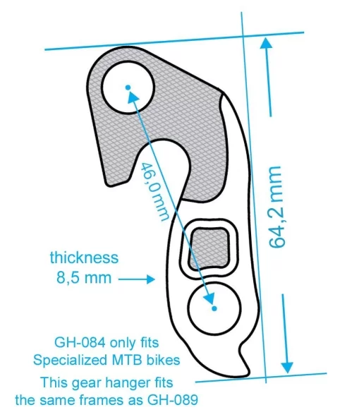 Marwi UNION GH-084 derailleur hanger front drawings