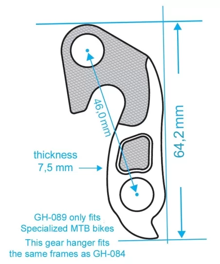 Marwi UNION GH-089 derailleur hanger front drawings