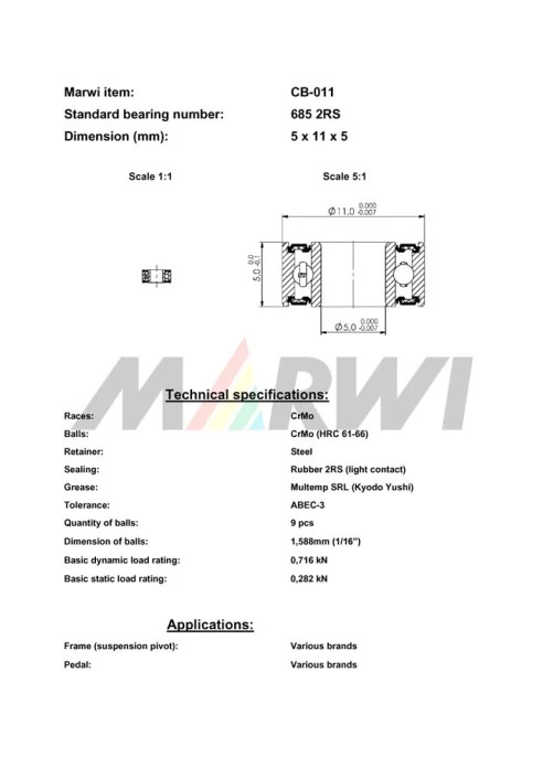 CB-011 Cartridge Bearing 685