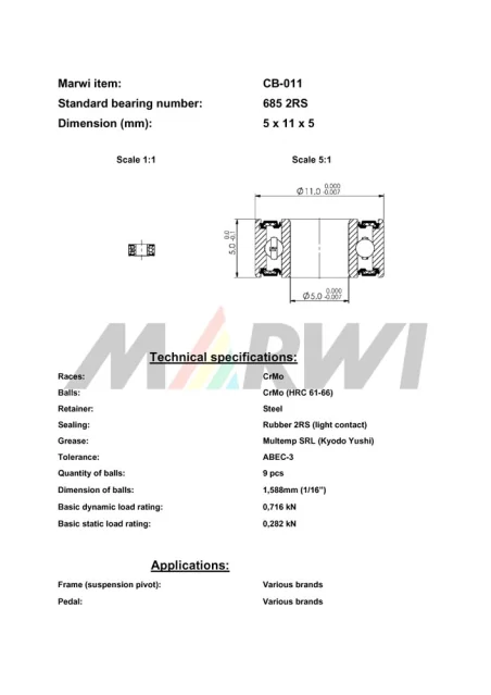 CB-011 Cartridge Bearing 685