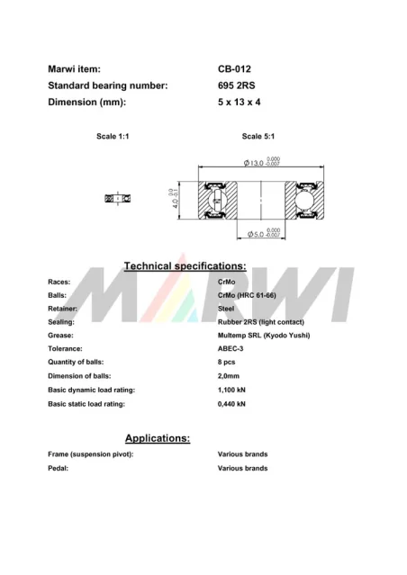 CB-012 Cartridge Bearing 695
