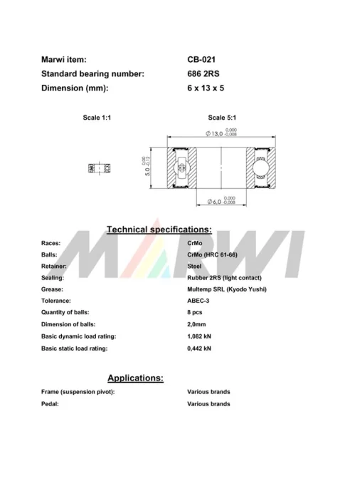 CB-021 Cartridge Bearing 686