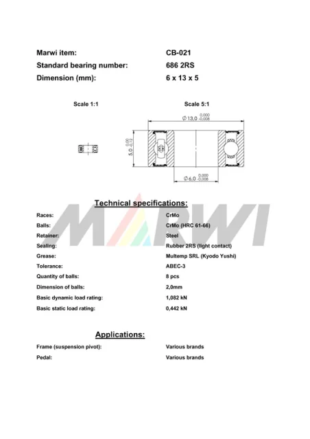 CB-021 Cartridge Bearing 686