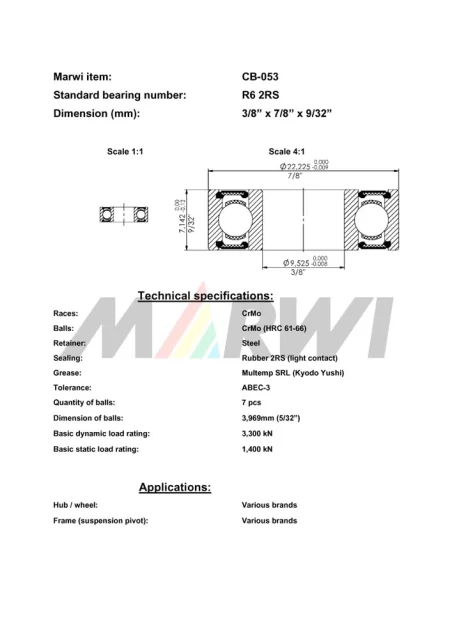CB-053 Cartridge Bearing R6