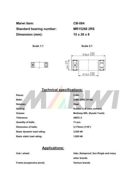 CB-084 Cartridge Bearing MR15268