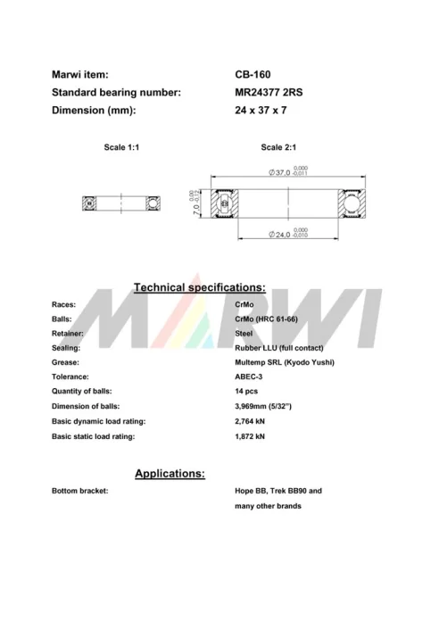 CB-160 Cartridge Bearing MR24377