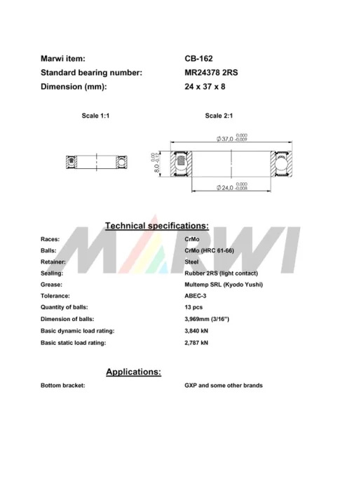 CB-162 Cartridge Bearing MR24378