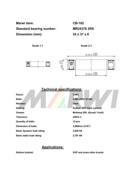 CB-162 Cartridge Bearing MR24378