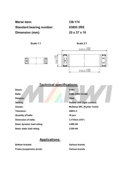 CB-174 Cartridge Bearing 63805