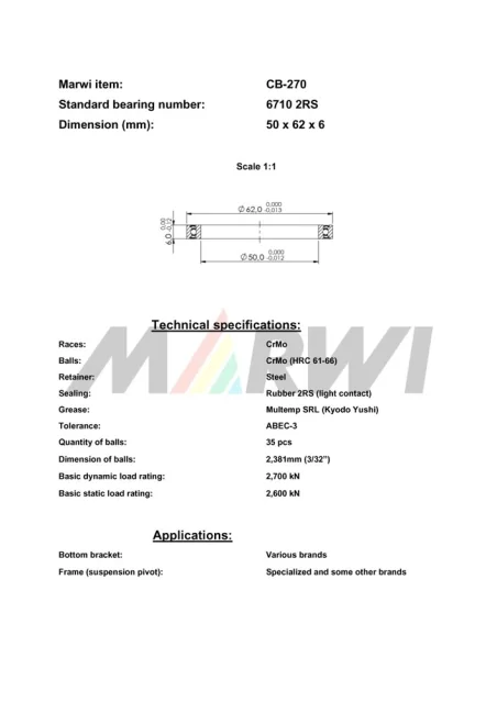 CB-270 Cartridge Bearing 6710