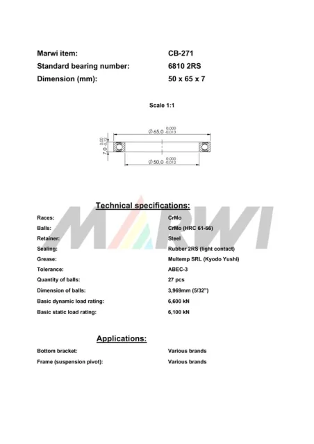 CB-271 Cartridge Bearing 6810