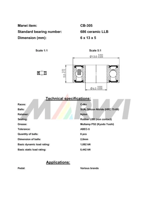CB-305 Cartridge Bearing Ceramic 686