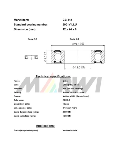 CB-444 Cartridge Bearing MAX 6901