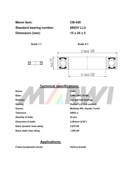 CB-450 Cartridge Bearing MAX 6802