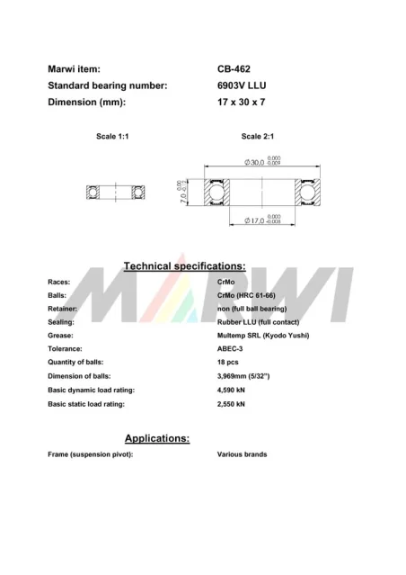CB-462 Cartridge Bearing MAX 6903