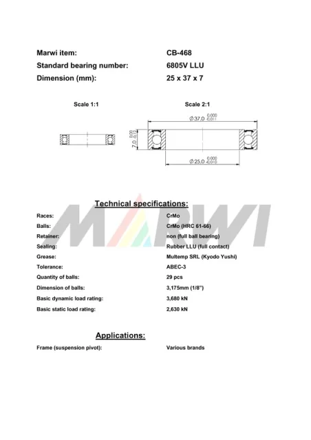 CB-468 Cartridge Bearing MAX 6805