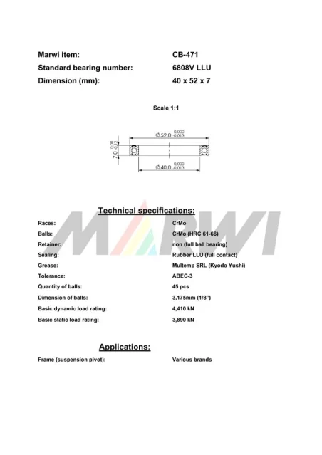 CB-471 Cartridge Bearing MAX 6808