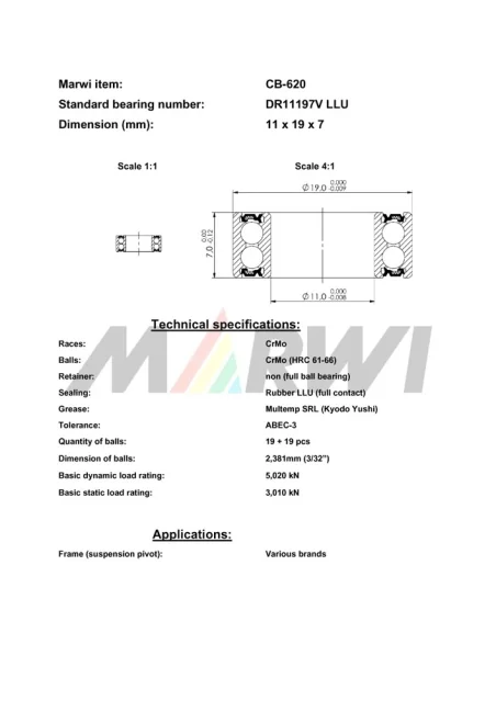 CB-620 Cartridge Bearing MAX DR11197V