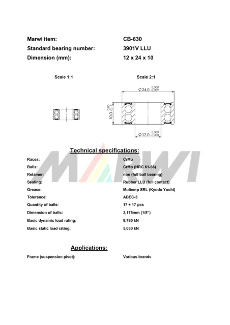 CB-630 Cartridge Bearing MAX 3901V
