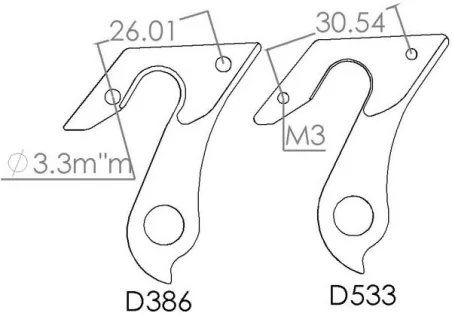 D386 derailleur hanger for Cannondale Bad boy (#KP093/B) bikes (rear gear mech, dropout) 3