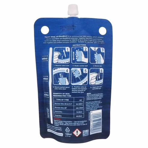 SQUIRT Cycling Products Seal Tyre Sealant With BEADBLOCK EASYFILL POUCH 120ml