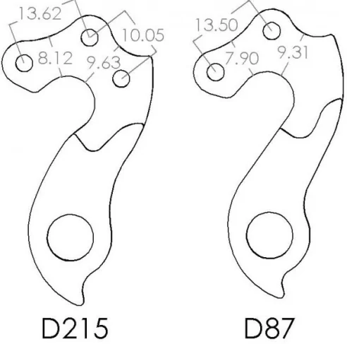 D215 derailleur hanger for Kuota, Wilier, Isaac, Poison, Gusto, Marcello bikes (rear gear mech, dropout) 2