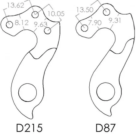 D215 derailleur hanger for Kuota, Wilier, Isaac, Poison, Gusto, Marcello bikes (rear gear mech, dropout) 2