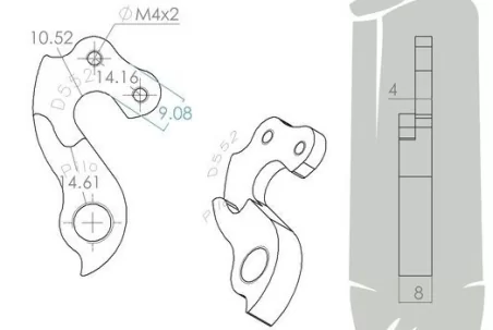 D552 derailleur hanger for KHS 2007 Flite 750 K75 bikes (rear gear mech, dropout) 2