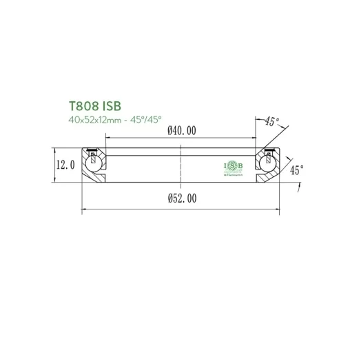 13980500 Bearing HS2 T808 ISB Sport 40x52x12 45°/45° for bike headset