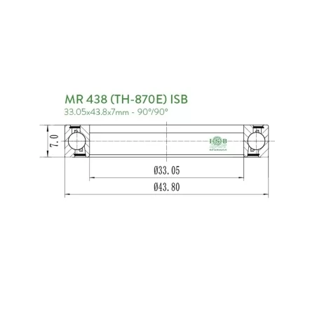 MR 438 BEARING 33.05x43.8x7 90°/90° for Headset ISB SPORT 13980643