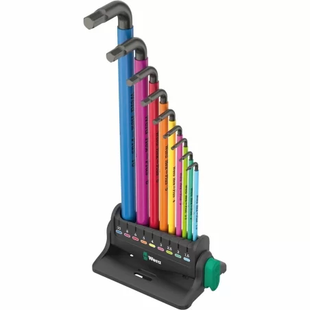 Wera 950/9 Hex-Plus Multicolour 3 L-key set, metric, BlackLaser, 10 pieces - 05133165001