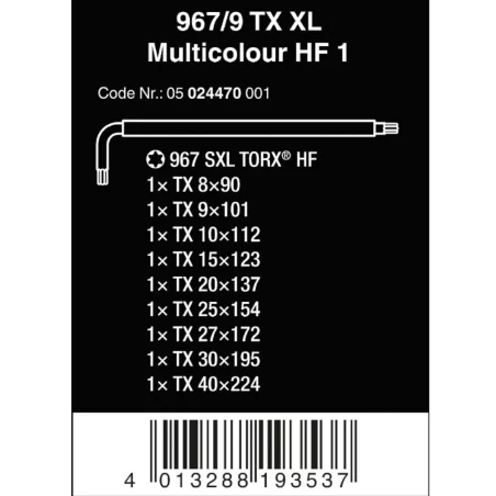 Wera TX XL Multicolour HF 1 L-key set