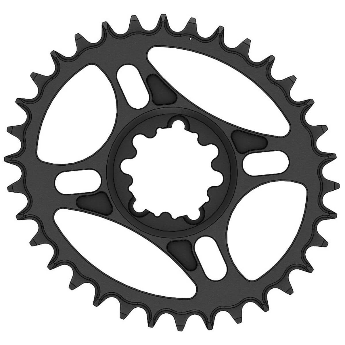 Pilo C60 Chainring Elliptic Narrow Wide 34T for Sram direct dub. Offset: 3 mm.  Hyperglide+ Compatible