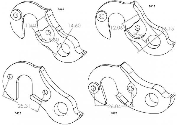 Colnago derailleur hangers D369 vs D481 vs D418 vs D417