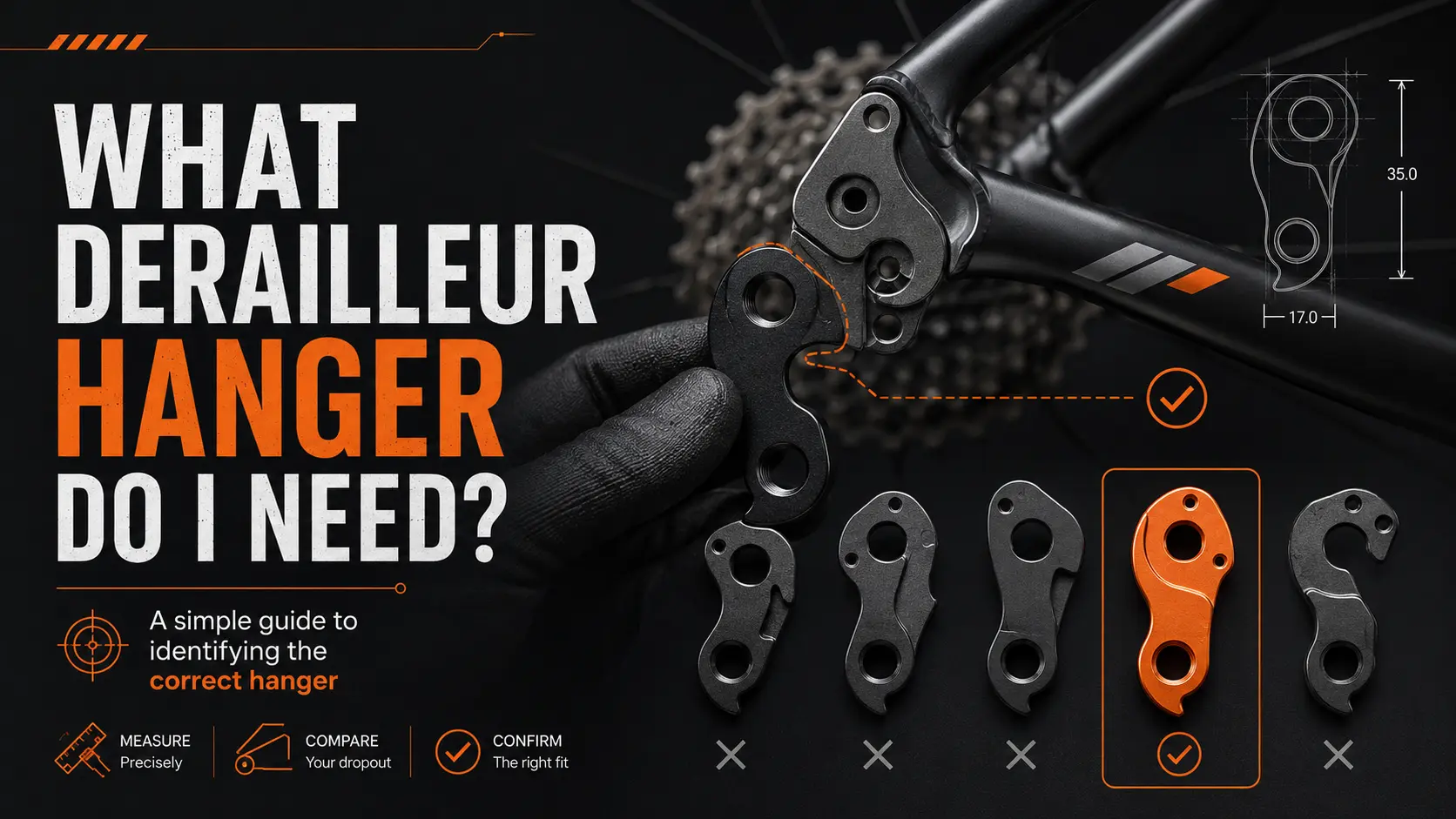 Traditional, thru axle, SRAM UDH and Full Mount derailleur hanger compatibility